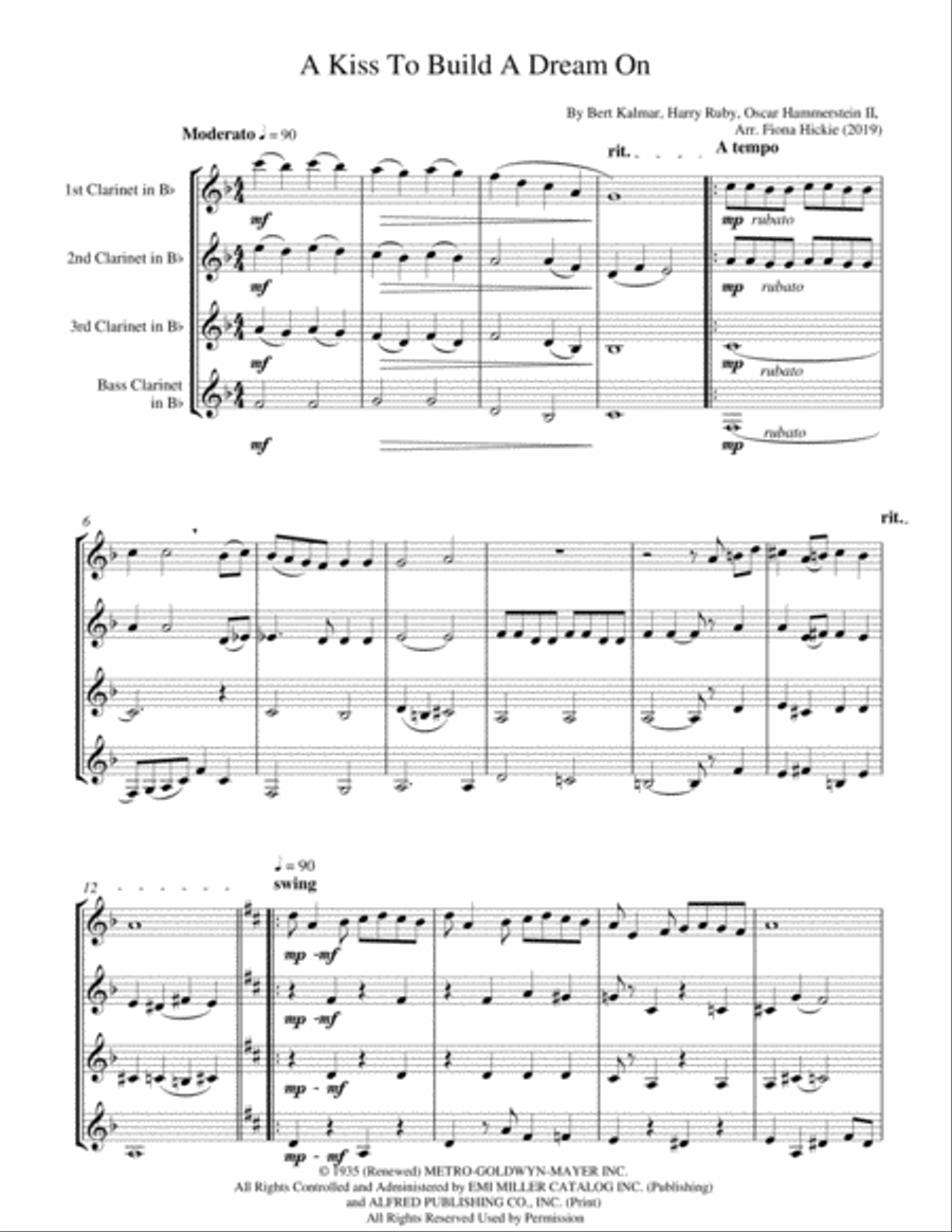 A Kiss To Build A Dream On Clarinet Quartet scores gallery preview page 2