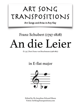 Book cover for SCHUBERT: An die Leier, D. 737 (transposed to E-flat major)
