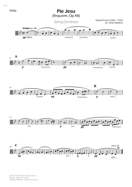 Pie Jesu (Requiem, Op.48) - String Orchestra (Individual Parts) image number null