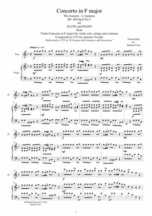 Vivaldi - Concerto in F major 'Autumn' RV 293 Op.8 No.3 Flute and Piano