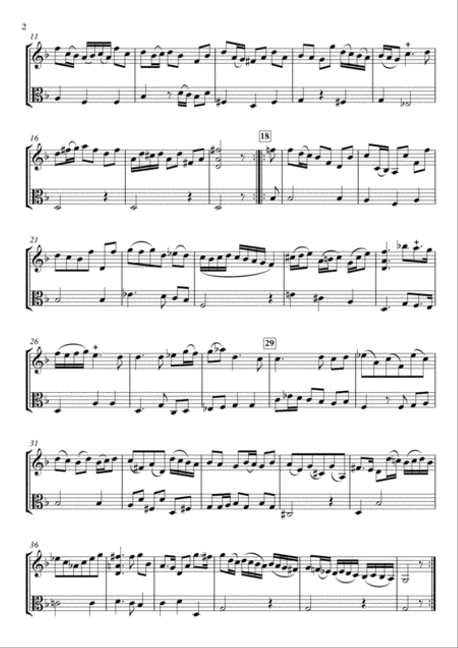 Sonatas for Violin and Continuo, Book 1 No.11 for Violin & Viola String Duet scores gallery preview page 2