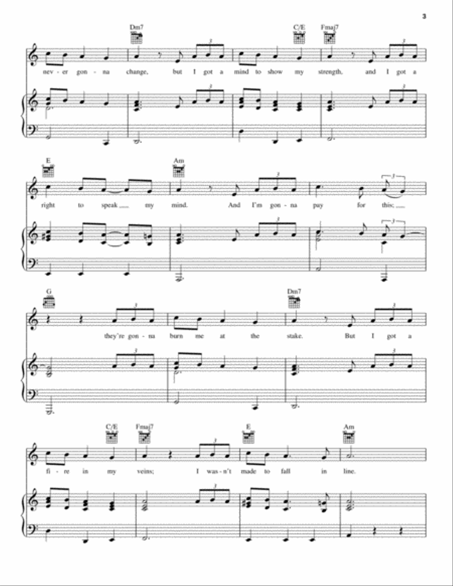 Fall In Line Piano, Vocal, Guitar scores gallery preview page 3