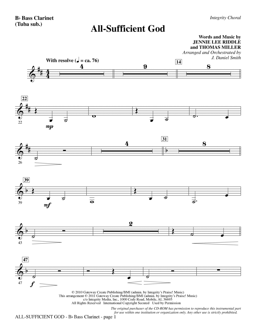 All-Sufficient God - Bass Clarinet (sub. Tuba)