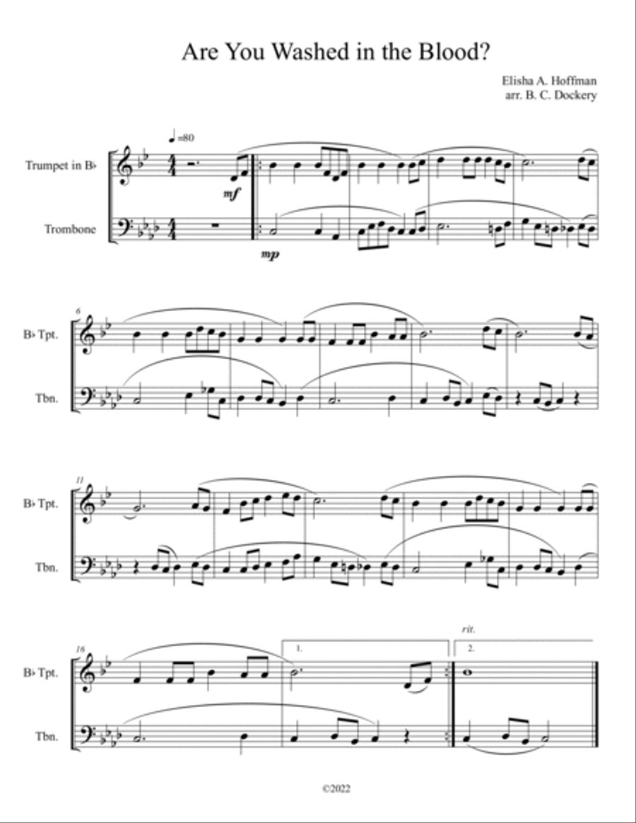 10 Easter Duets for Trumpet and Trombone - Volume 2 Brass Duet scores gallery preview page 3
