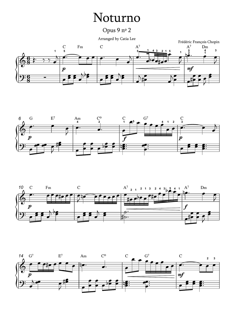 Noturno Opus 9 nº 2 - Chopin for piano solo Piano Solo scores gallery preview page 2