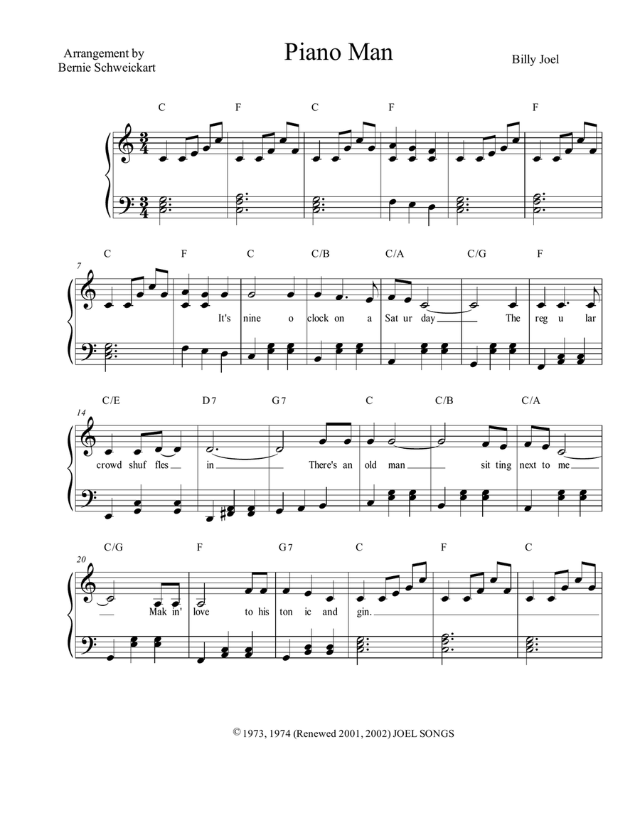 Piano Man Piano, Vocal scores gallery preview page 1