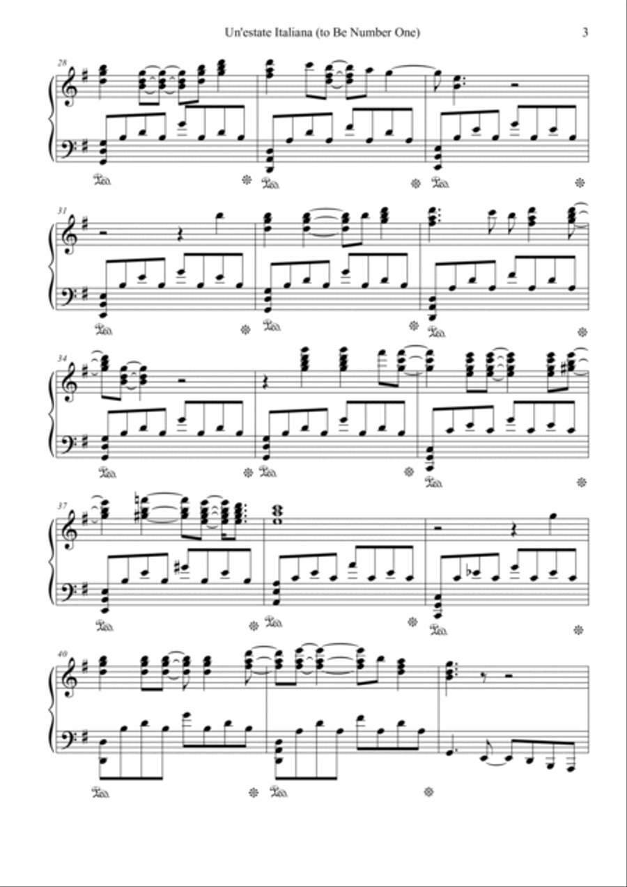 Un'estate Italiana (to Be Number One) Piano Solo scores gallery preview page 3