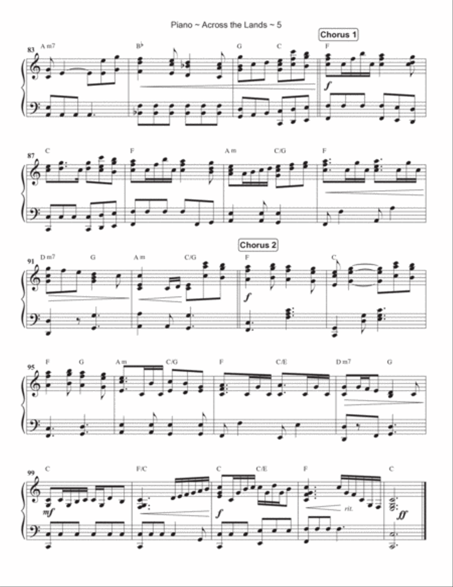 Across The Lands You're The Word Of God Piano Solo scores gallery preview page 6