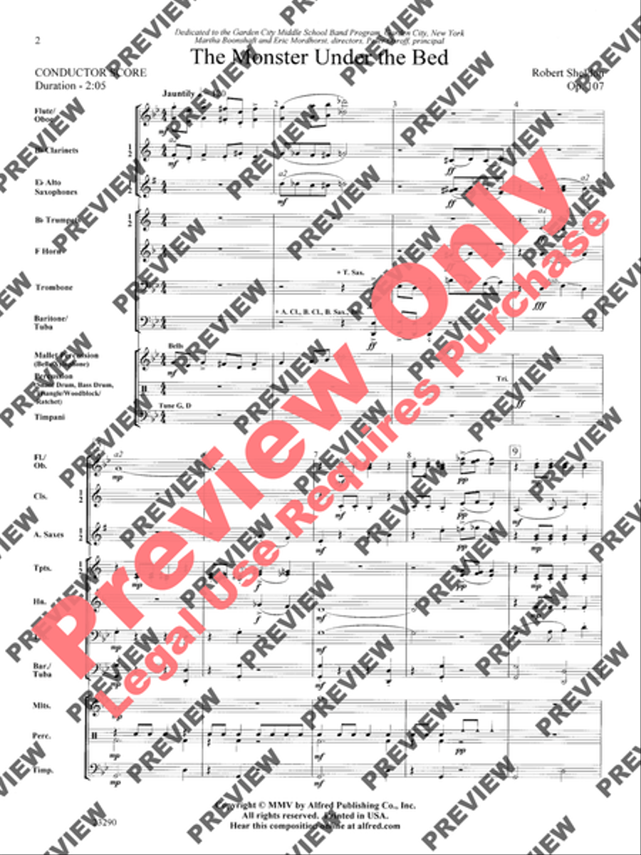 The Monster Under the Bed Concert Band scores gallery preview page 3