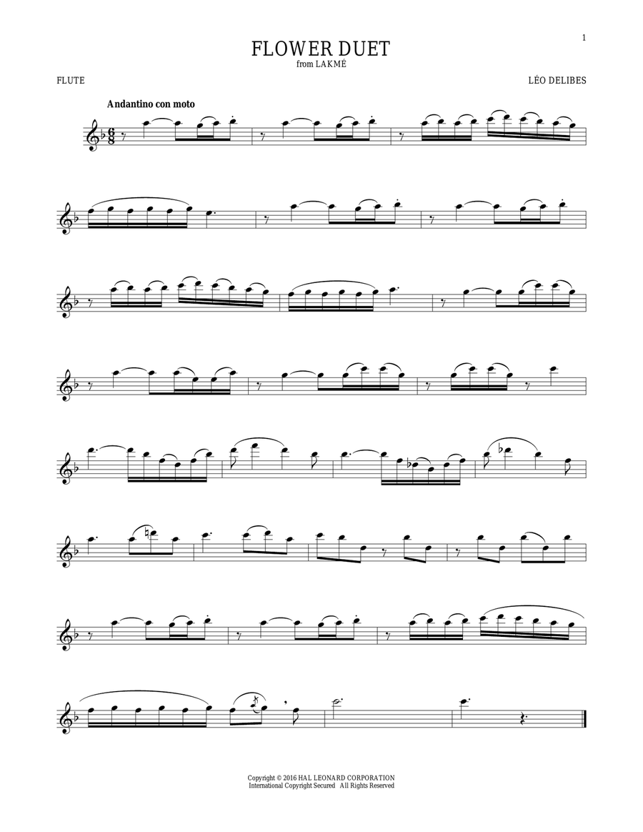 Flower Duet Flute Solo scores gallery preview page 1