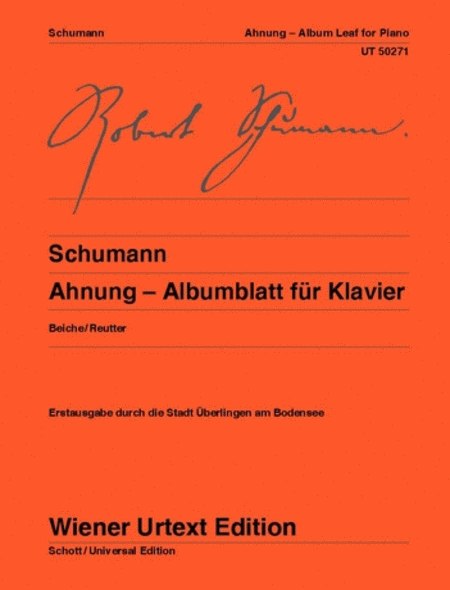 Ahnung - Albumblatt (Album Leaf for Piano)