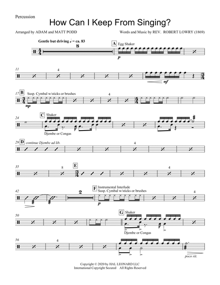 How Can I Keep from Singing (arr. Matt and Adam Podd) - Percussion