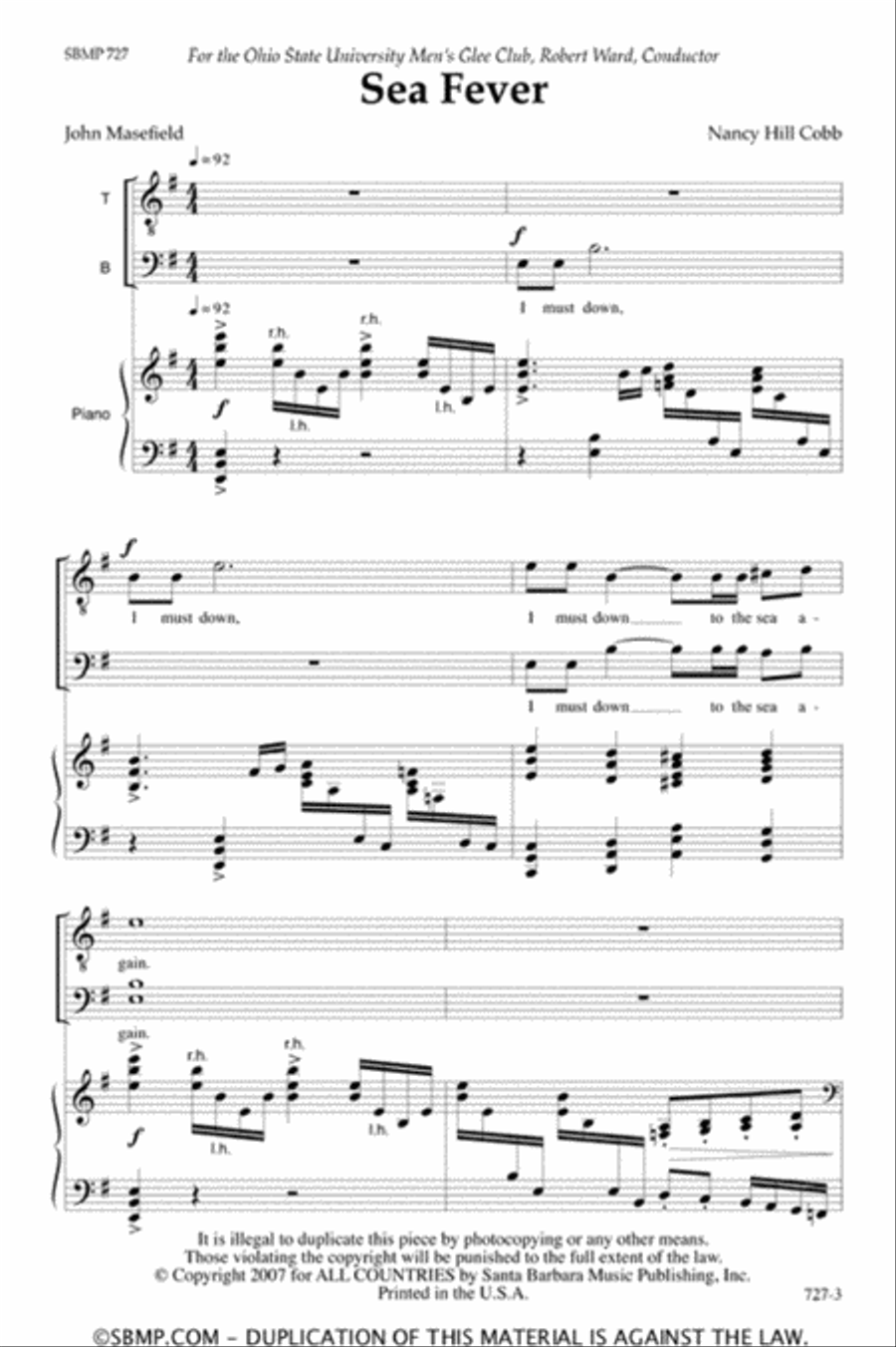 Sea Fever - TTBB Octavo Sea Fever - TTBB Octavo TTBB scores gallery preview page 2