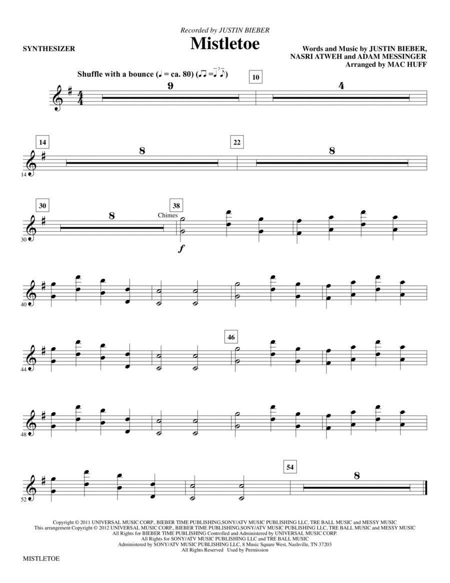 Mistletoe - Synthesizer Mistletoe - Synthesizer Choir scores gallery preview page 1