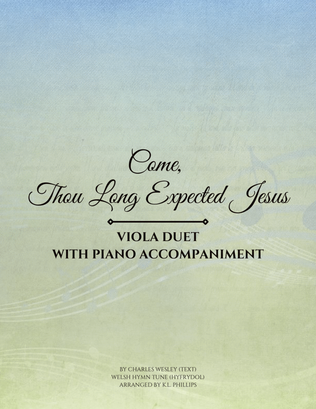 Come, Thou Long Expected Jesus - Viola Duet with Piano Accompaniment