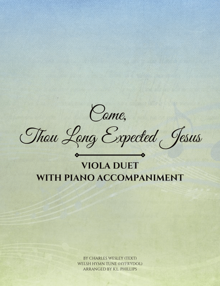 Come, Thou Long Expected Jesus - Viola Duet with Piano Accompaniment image number null