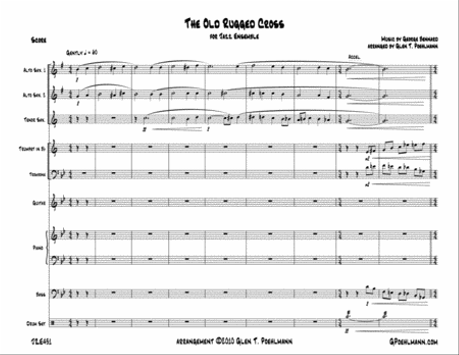 THE OLD RUGGED CROSS (On a Hill Far Away) - Jazz Ensemble (AAT Saxes, Trumpet, Trombone & Rhythm) Jazz Ensemble scores gallery preview page 1