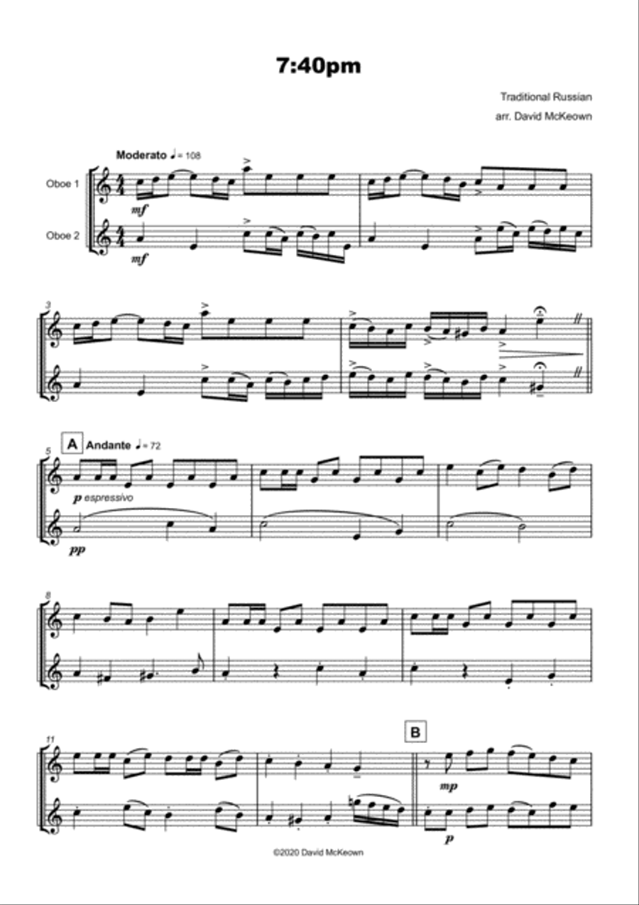 7.40pm, Traditional Klezmer tune for Oboe Duet Woodwind Duet scores gallery preview page 2