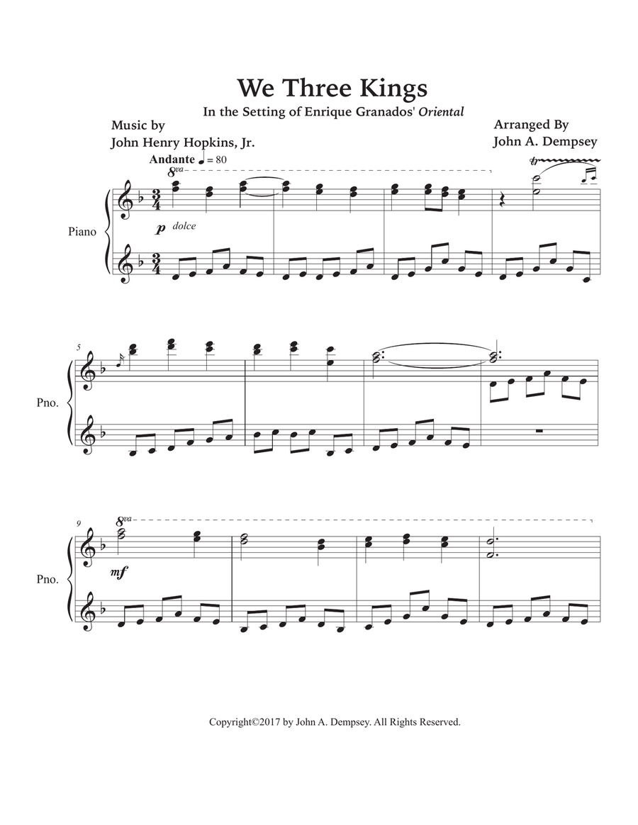 We Three Kings of Orient Are (Piano Solo in D minor) Piano Solo scores gallery preview page 3