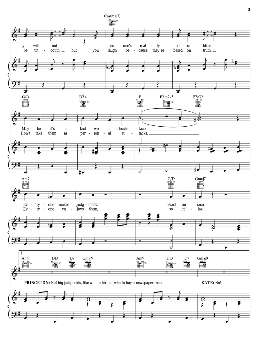 Everyone's A Little Bit Racist (from Avenue Q) Piano, Vocal, Guitar scores gallery preview page 3