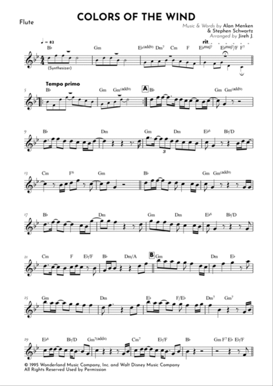 Colors Of The Wind Colors Of The Wind Flute Solo scores gallery preview page 2