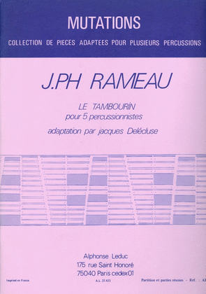 Book cover for Tambourin (percussion Ensemble)