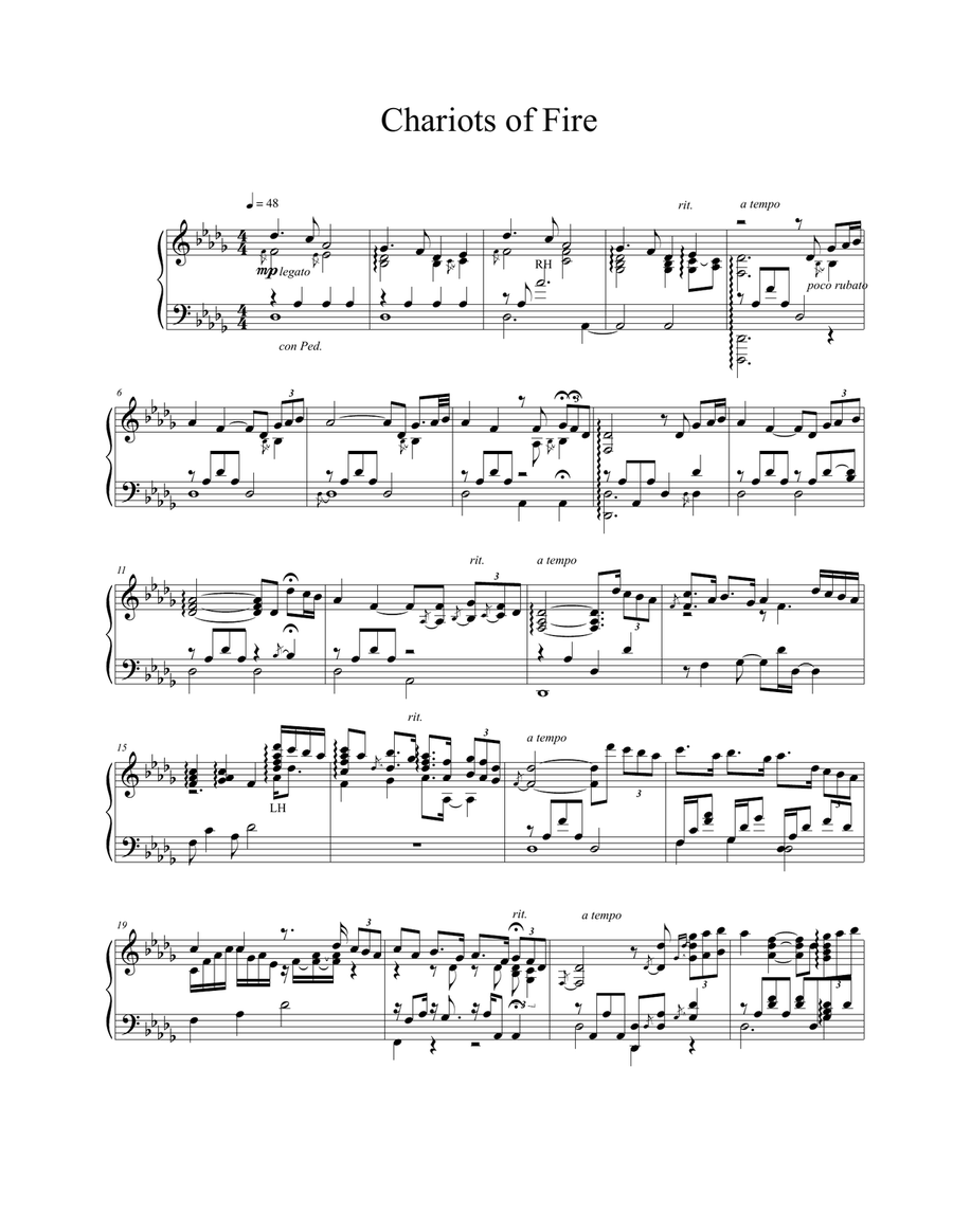 Chariots Of Fire Piano Solo scores gallery preview page 1