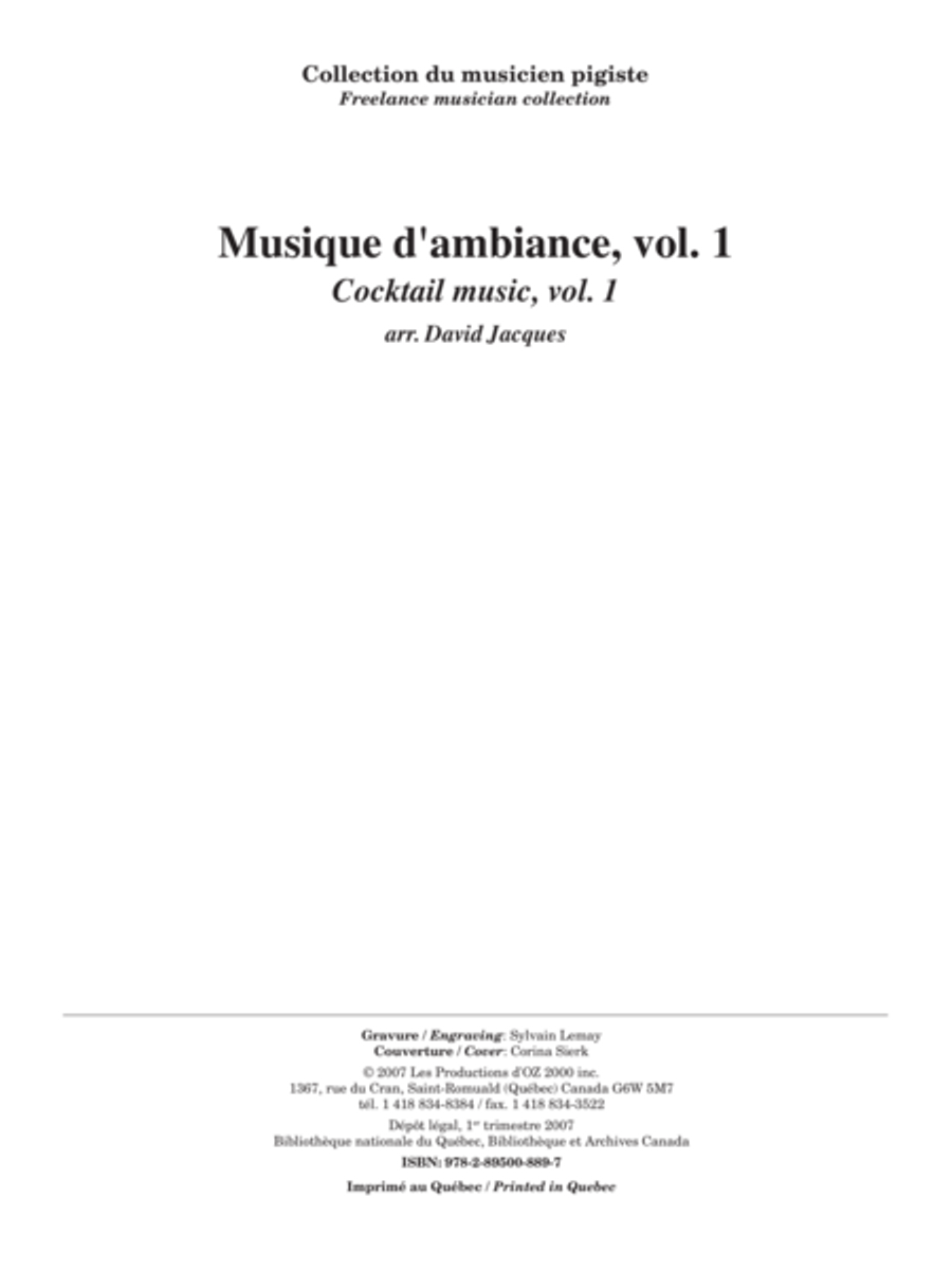 Collection du musicien pigiste, Musique d'ambiance, vol. 1 Violin scores gallery preview page 1