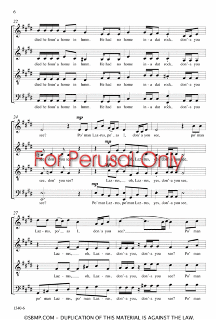 I Got a Home In-a Dat Rock - SATB Octavo 4-Part scores gallery preview page 5