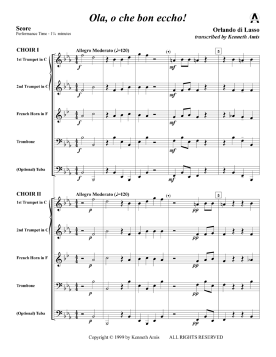 Ola, o che bon eccho! Horn scores gallery preview page 3