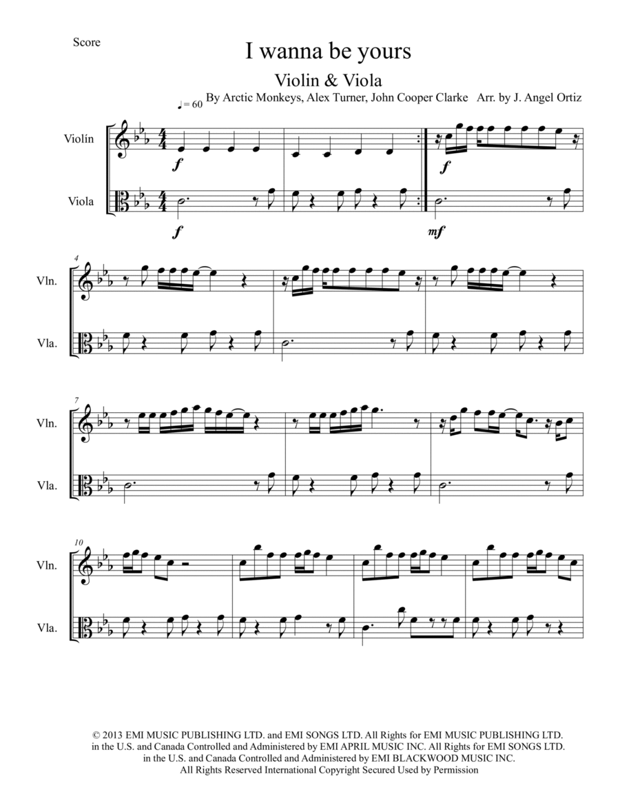 I Wanna Be Yours I Wanna Be Yours String Duet scores gallery preview page 1