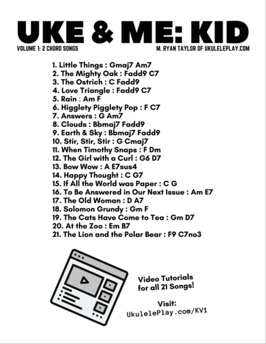 Uke & Me: Kid Vol. 1: Learn 23 Chords, two at a time with 21 Fun New Songs Unison Choir scores gallery preview page 2
