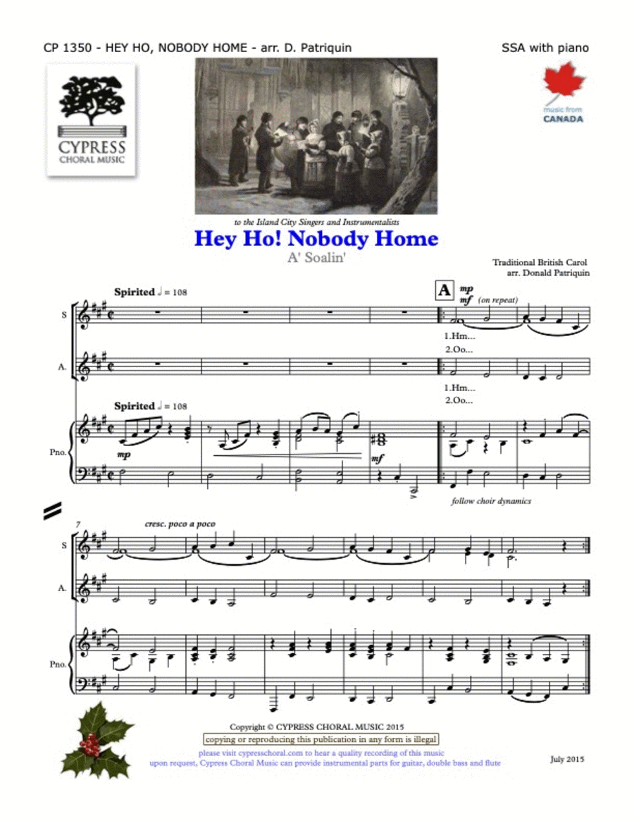 Hey Ho Nobody Home SSA scores gallery preview page 1