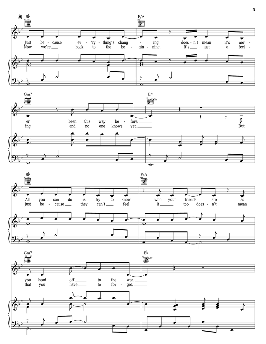 The Call Piano, Vocal, Guitar scores gallery preview page 3