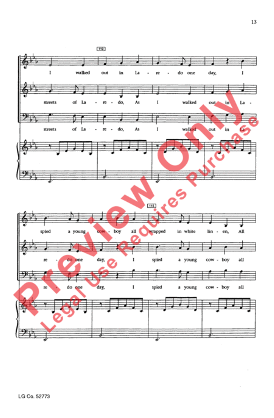 The Streets of Laredo The Streets of Laredo 4-Part scores gallery preview page 12