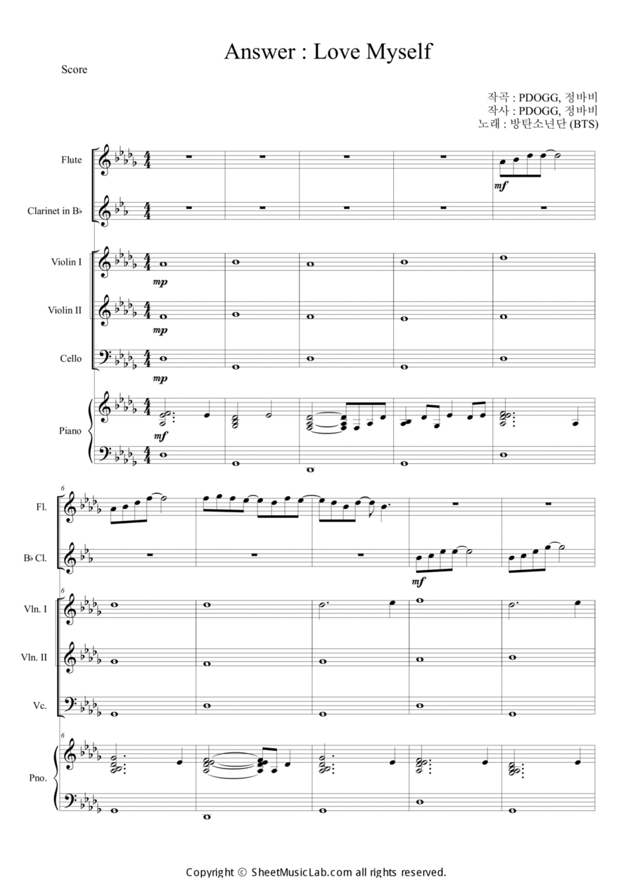 Answer : Love Myself Orchestra scores gallery preview page 1