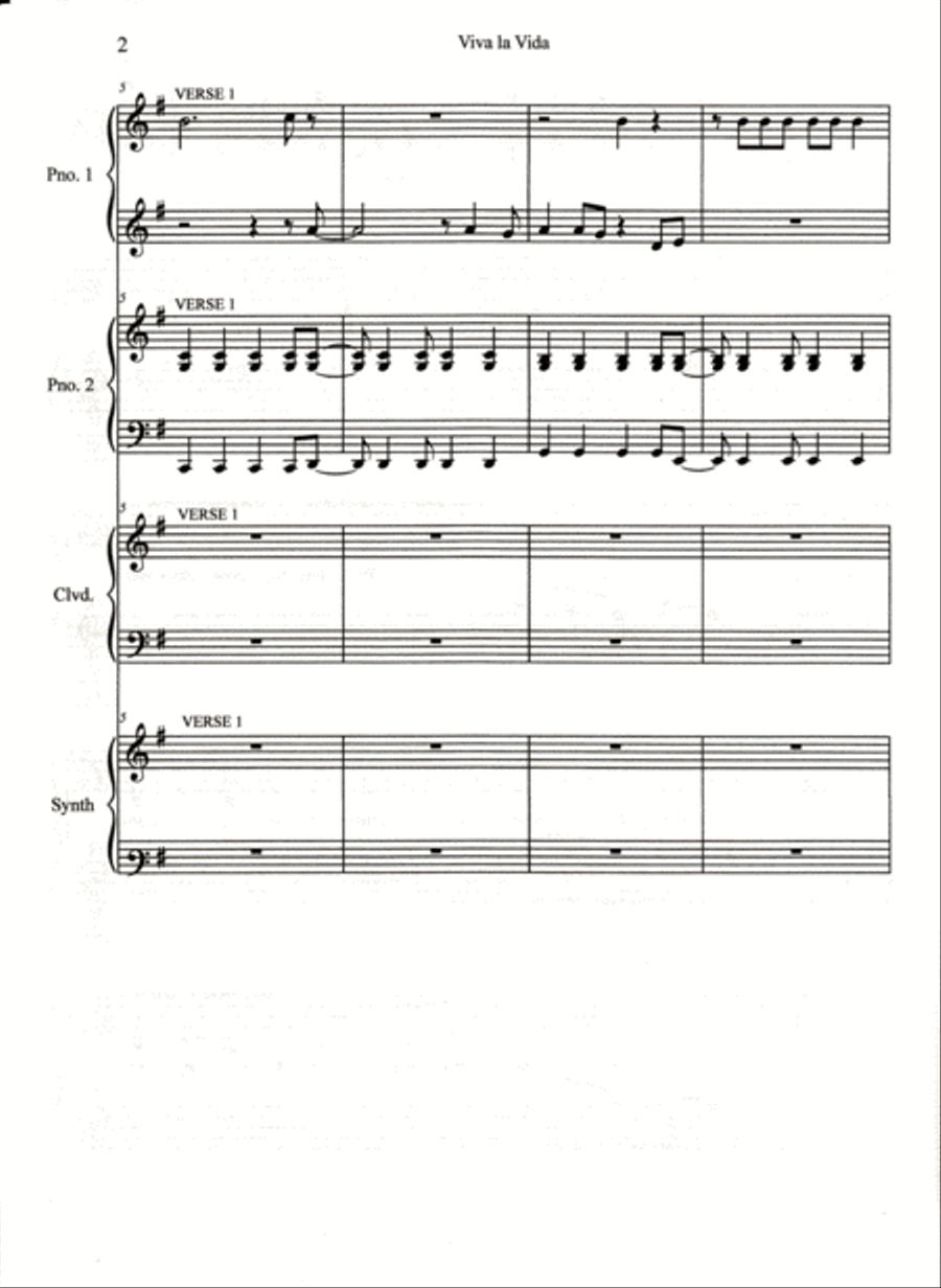 Viva La Vida Piano scores gallery preview page 3