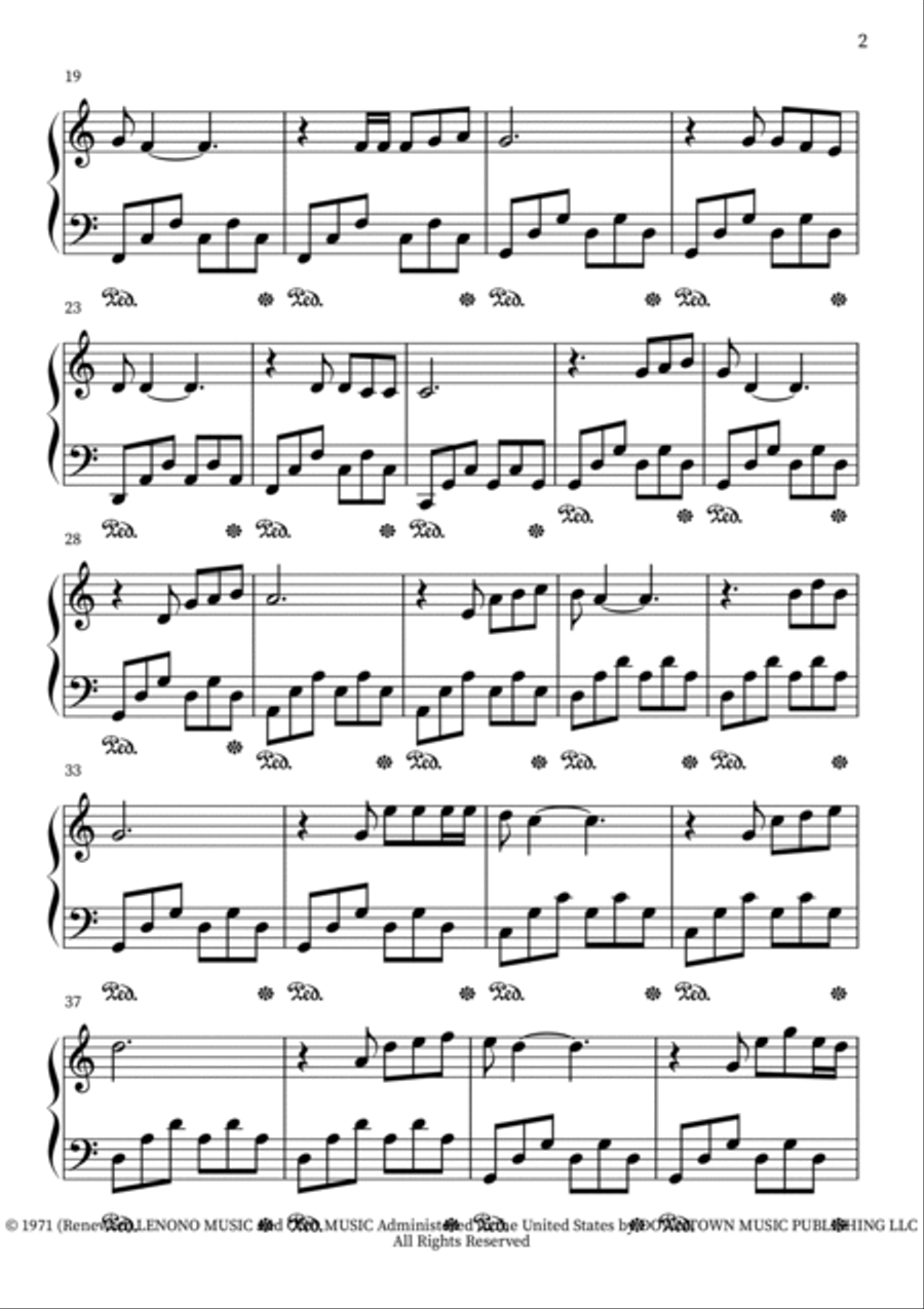 Happy Xmas (War Is Over) Piano Solo scores gallery preview page 2