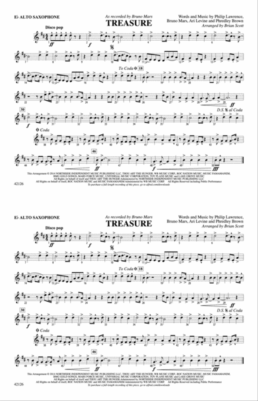 Treasure: E-flat Alto Saxophone Marching Band scores gallery preview page 1
