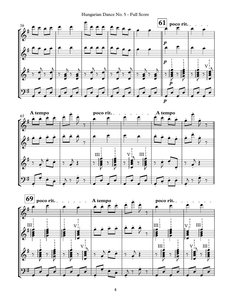 Hungarian Dance No. 5 (for Guitar Quartet) Guitar Ensemble scores gallery preview page 6