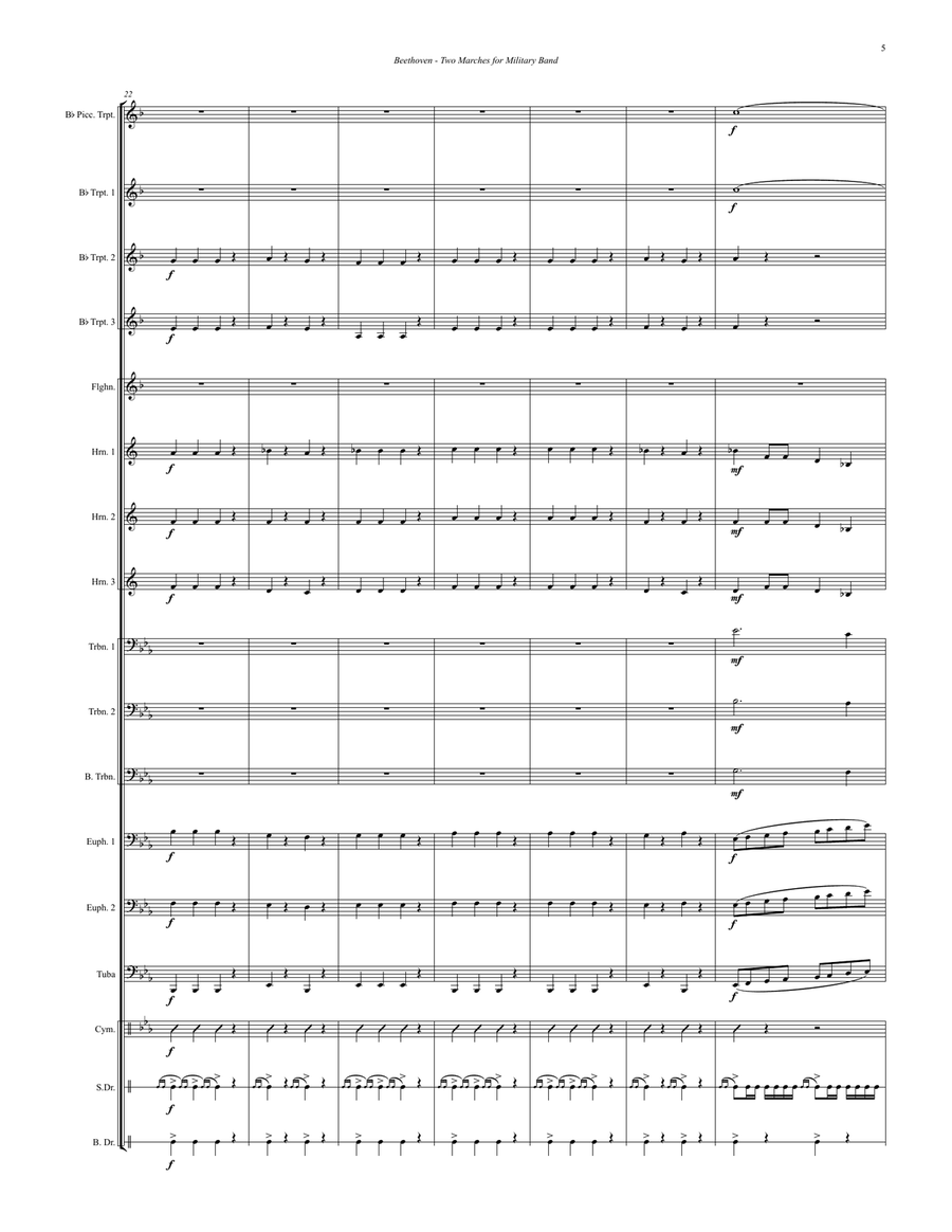 Two Marches for Military Band arranged for 14-part Brass Ensemble and Percussion Brass Ensemble scores gallery preview page 5