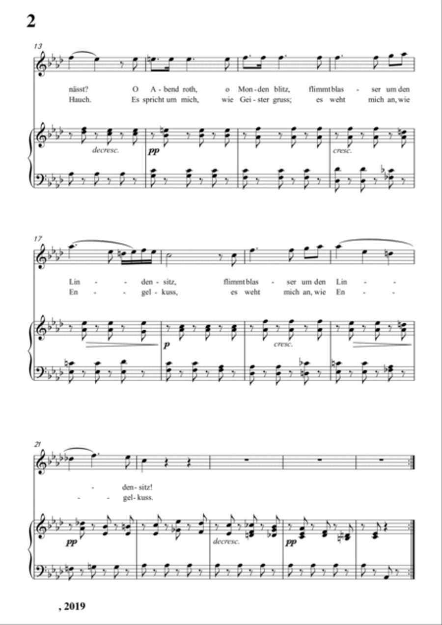 Schubert-Abends unter der Linde,D.235 in bA for Vocal and Piano Voice scores gallery preview page 3