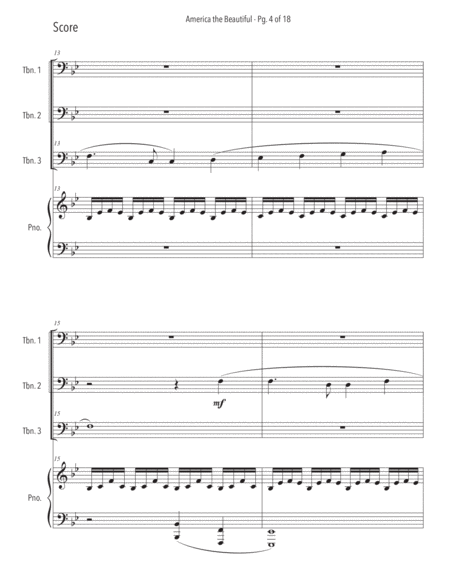 America the Beautiful Trombone Trio with Piano Accompaniment - Beginning image number null