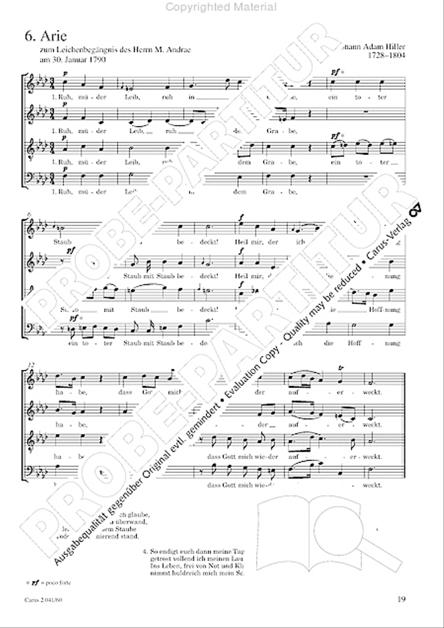 Motets and arias for choirs collected and edited by Johann Adam Hiller, vol. 6 Voice Solo scores gallery preview page 20