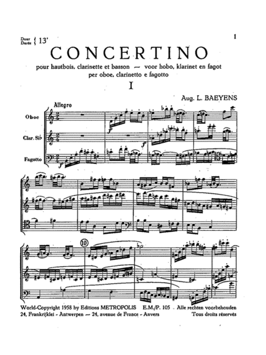 Concertino for Oboe, Clarinet and Bassoon (Score and Parts)