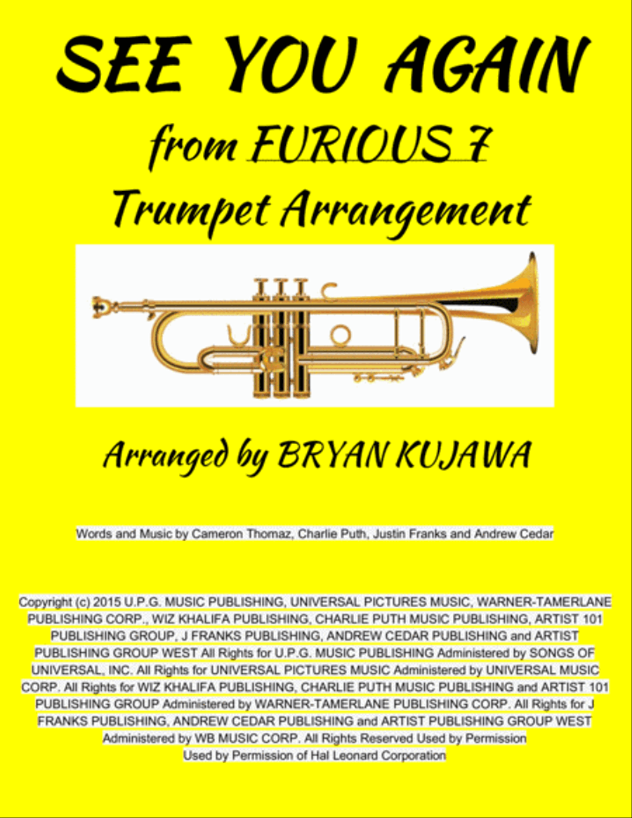 See You Again from FURIOUS 7 Trumpet Solo scores gallery preview page 1