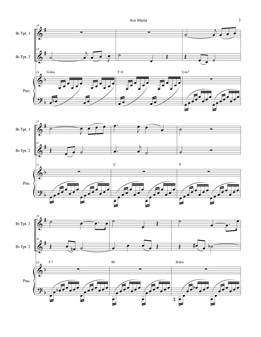 Ave Maria (Duet for Bb-Trumpet) Trumpet Duet scores gallery preview page 3