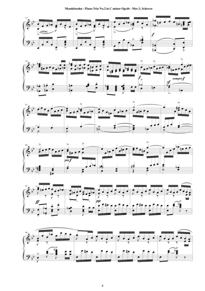 Mendelssohn - Piano Trio No.2 in C minor Op.66, Mov.3 Scherzo (G minor) - Piano solo image number null