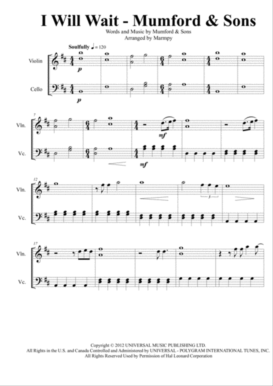 I Will Wait Set of Parts scores gallery preview page 1