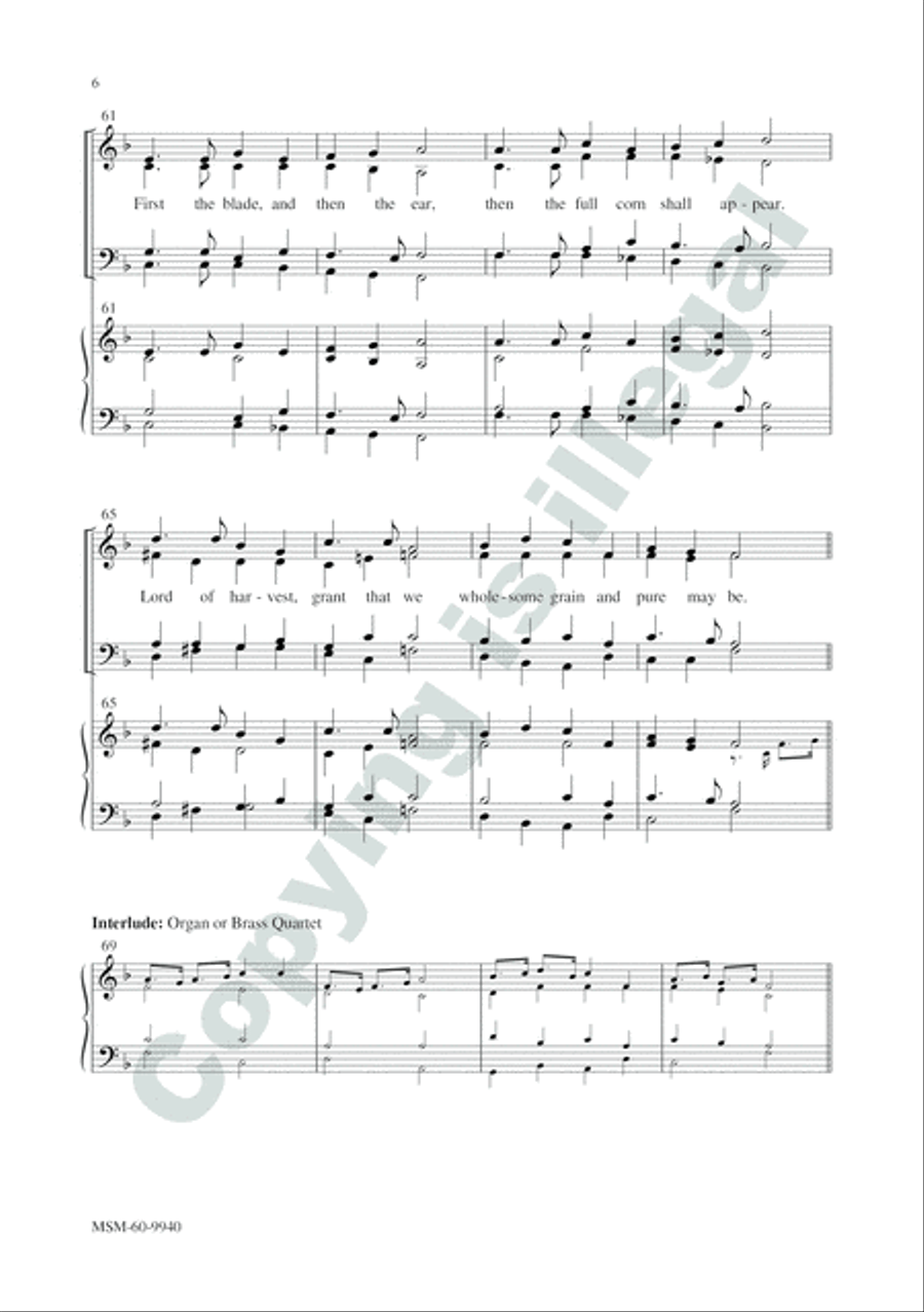 Come, Ye Thankful People, Come 4-Part scores gallery preview page 6